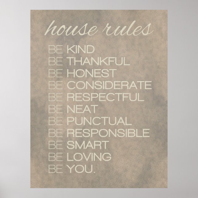 "House Rules"-Druck Poster (Vorne)