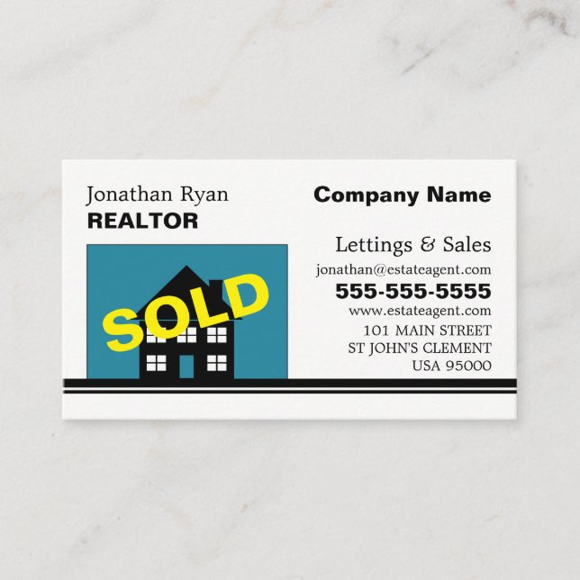 House Sold, Realtor, Anwesen Agent Business Card Visitenkarte (Vorderseite)
