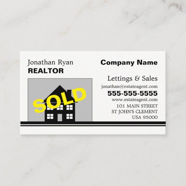 House Sold, Realtor, Anwesen Agent Business Card Visitenkarte (Vorderseite)