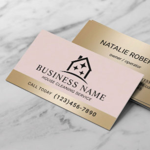 House Sparkles Logo Blush Rosa Reinigungsdienst  Visitenkarte