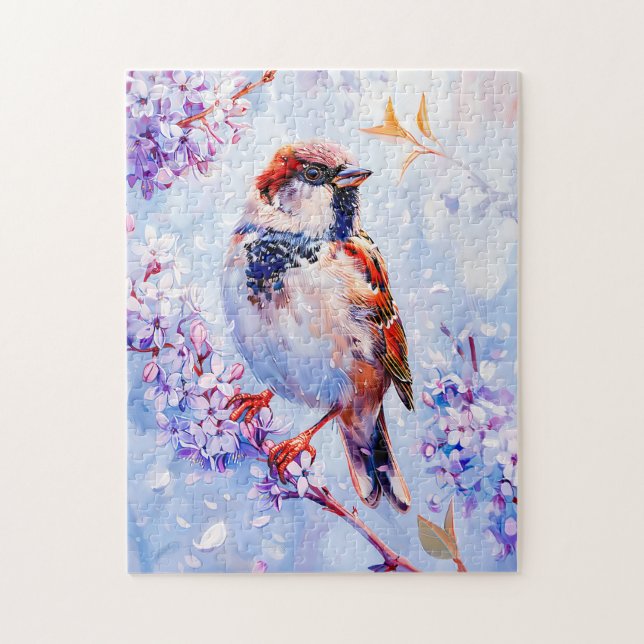 House Sparrow auf einer Zweigniederlassung Impress Puzzle (Vertikal)