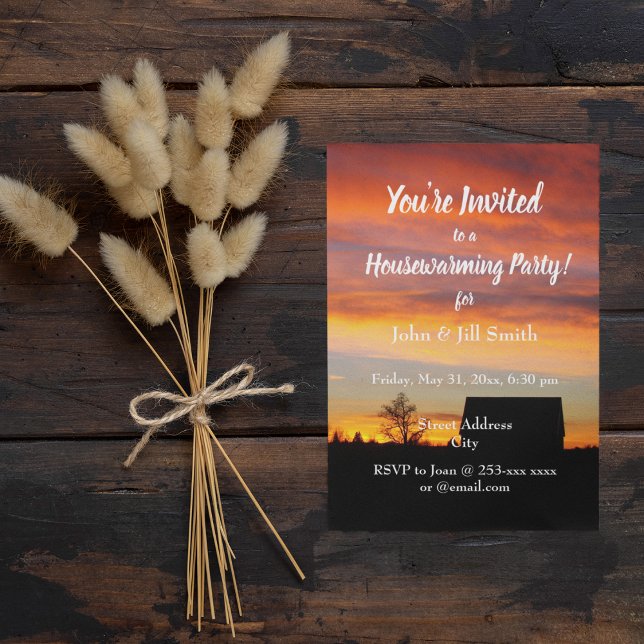 House Sunset Silhouette Housewarming Party Einladung (In Situ)