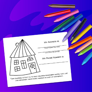 House Teach Emergency Info for Kids Activity Card Postkarte