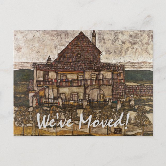 House w Shingle Roof von Schiele, Adresswechsel Ankündigungspostkarte (Vorderseite)