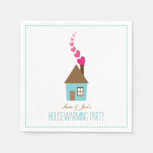 House with Hearts Housewarming Party Personalisier Serviette