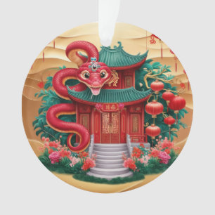 House Wood Snake Ornament