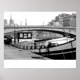 Houseboat auf der Seine Poster