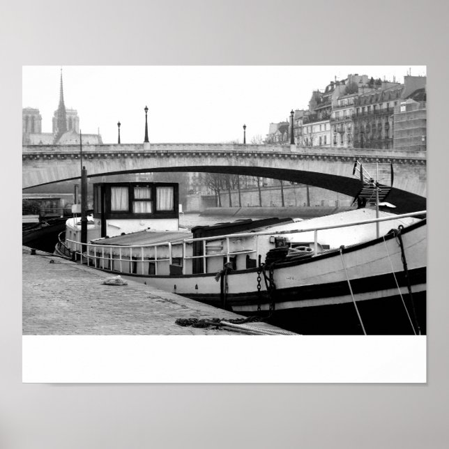 Houseboat auf der Seine Poster (Vorne)