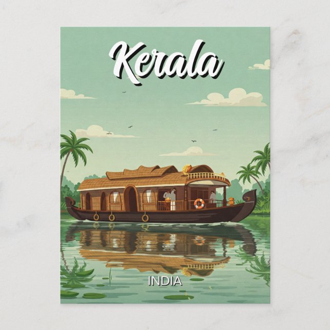 Houseboat in Kerala Indien Postkarte (Vorderseite)