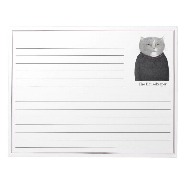 HOUSEKEEPER CAT 11x8.5 Notepad Notizblock (Vorderseite)