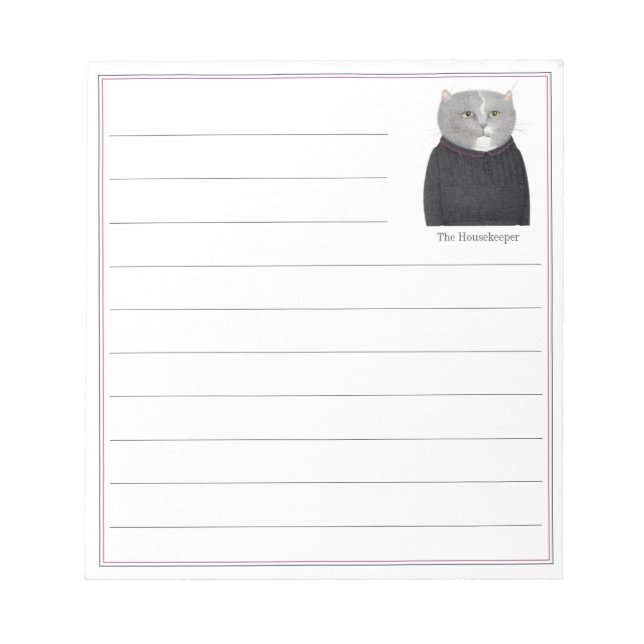 HOUSEKEEPER CAT 5.5x6 Notepad + Linien Notizblock (Vorderseite)