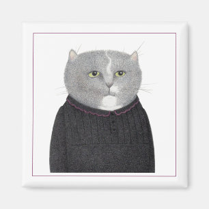 HOUSEKEEPER CAT Square Magnet II