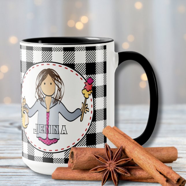 Housekeeper-Reinigung Lady Cartoon Vielen Dank Tasse (Von Creator hochgeladen)