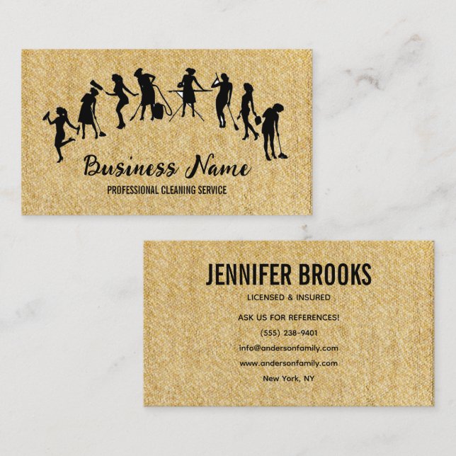 Housekeeping Maid Service Cleaning Professional Visitenkarte (Vorne/Hinten)