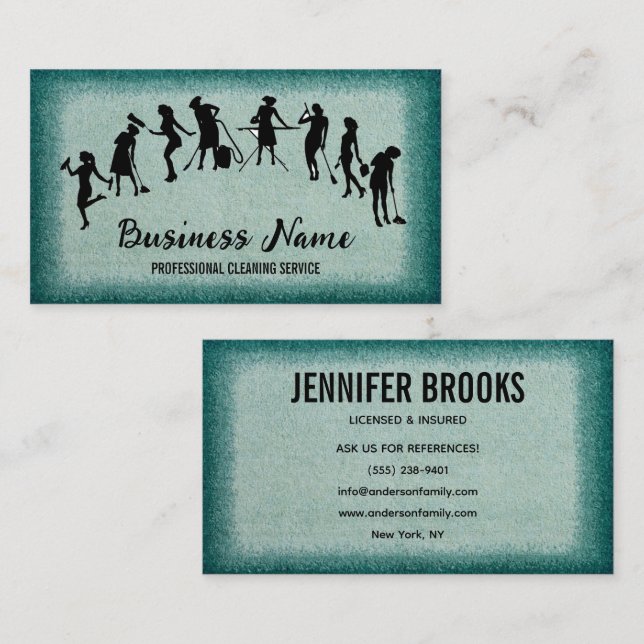 Housekeeping Maid Service Cleaning Professional Visitenkarte (Vorne/Hinten)