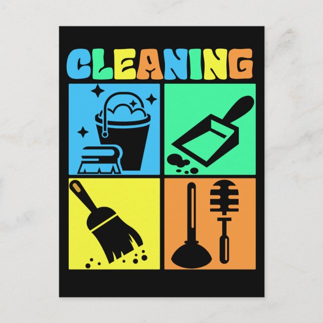 Housekeeping Retro Housekeeper Cleaning Postkarte (Vorderseite)
