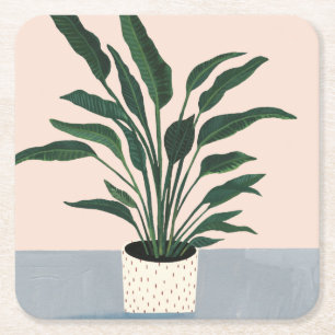 Houseplant Rechteckiger Pappuntersetzer