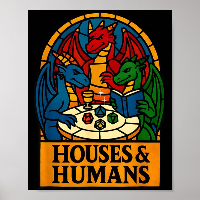 Houses And Humans Funny Rpg Nerdy Gamers Men Women Poster (Vorne)