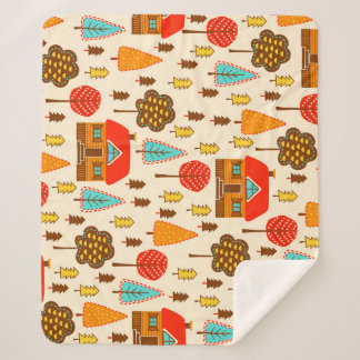 Houses Forest Vintag Nahtlos Muster Sherpadecke