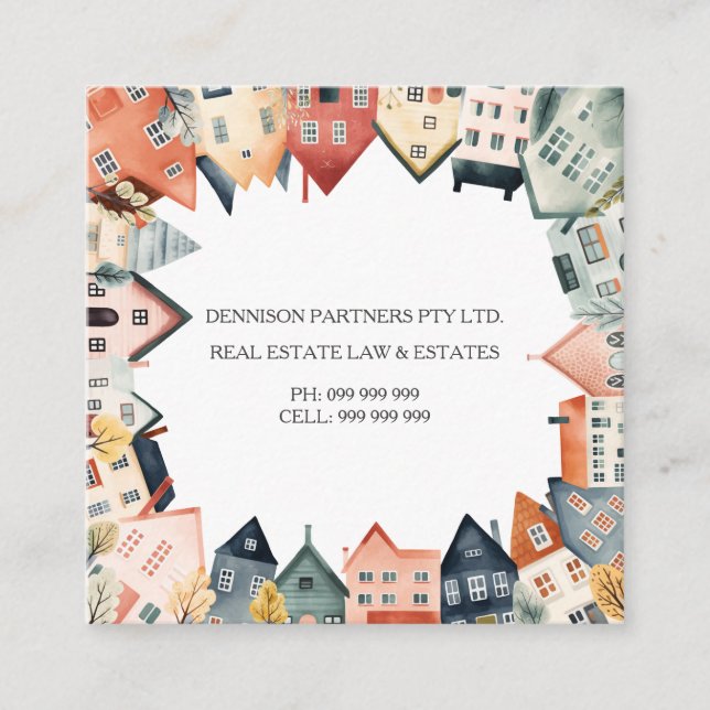 Houses Homes Real Estate Law Firm etc. Quadratische Visitenkarte (Vorderseite)