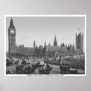 Houses of Parliament c1895, Vintag London Poster