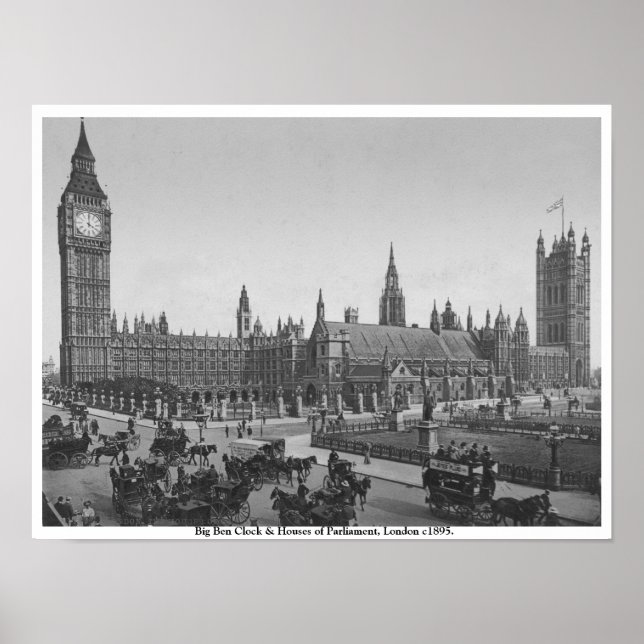 Houses of Parliament c1895, Vintag London Poster (Vorne)
