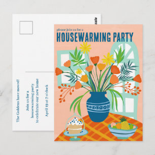 HOUSEWARMING Floral Bouquet Neue Zuhause Adresse N Postkarte