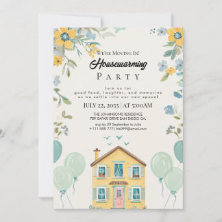 Housewarming Party Invitation Floral New Home Cele Einladung