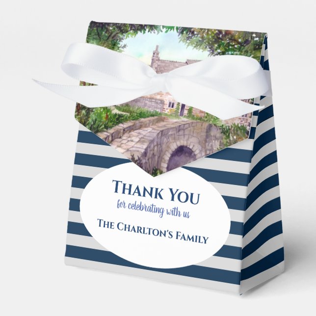 Housewärming Stone Bridge Aquarellmalerei Geschenkschachtel (Vorderseite)