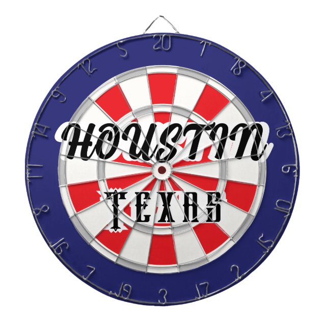 HOUSTIN Texas weiß, silber, rot und Marineblau Dartscheibe (vorne)