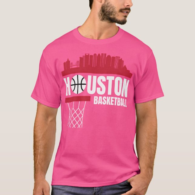Houston Basketball Red City Skyline Apparel T-Shirt (Vorderseite)