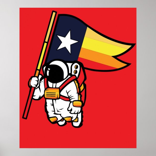 Houston Champ Texas Flag Astronaut Space City Poster (Vorne)