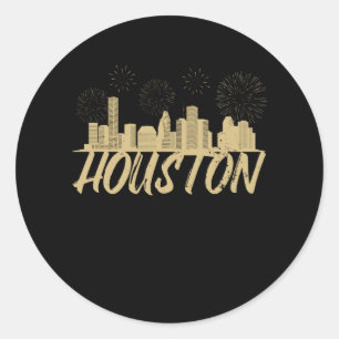 Houston City Texas Fireworks Runder Aufkleber