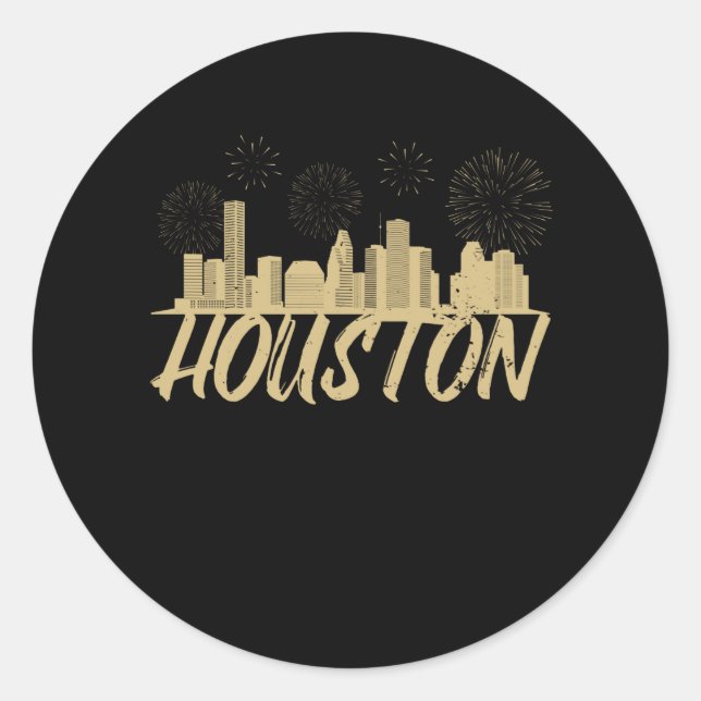 Houston City Texas Fireworks Runder Aufkleber (Vorderseite)