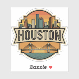 Houston City Texas Skyline Retro Travel Badge  Aufkleber