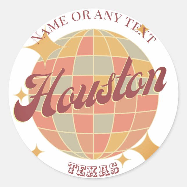 Houston City Texas USA Retro Dekoration Runder Aufkleber (Vorderseite)