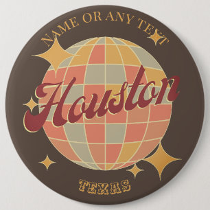 Houston City Texas USA Retro Vintages Souvenir Button