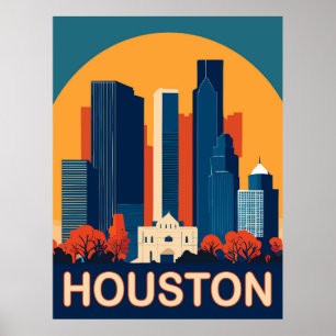 Houston, Erkennbarkeit Gebäude, Reisen Poster