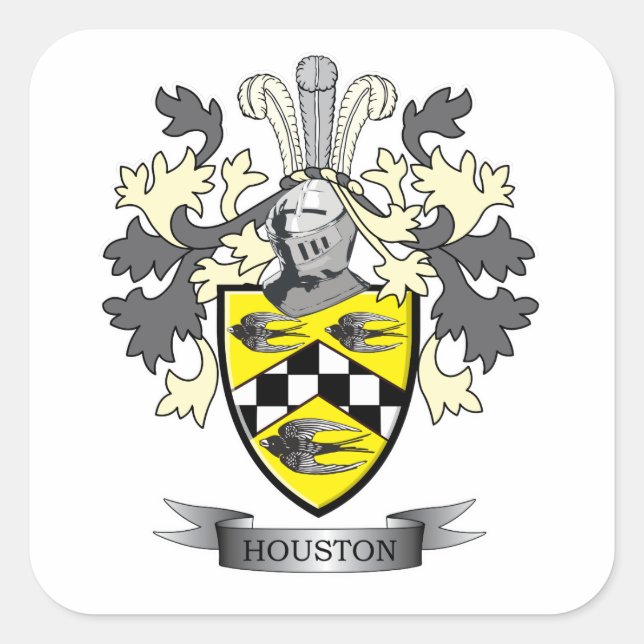 Houston Familienwappen Coat of Arms Quadratischer Aufkleber (Vorderseite)