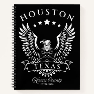 Houston Harris Landkreis Texas Vintag Eagle Notizbuch