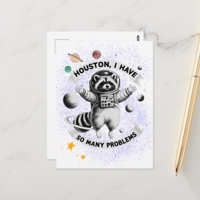 Houston, ich habe so viele Probleme Postkarte (Vorderseite/Rückseite Beispiel)