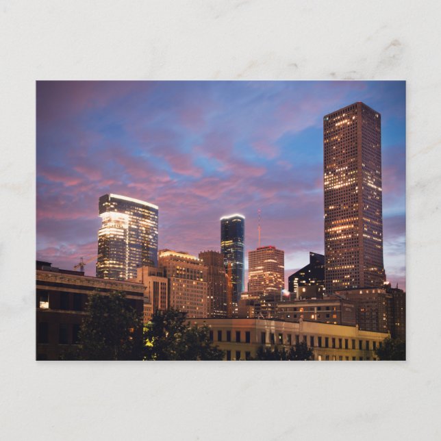 Houston in der Nacht Postkarte (Vorderseite)