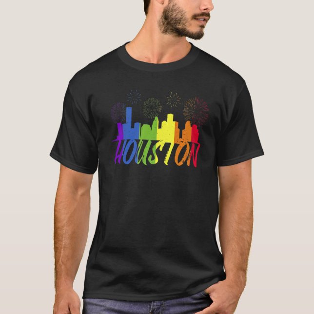 Houston Pride Skyline Pride Parade Houston T-Shirt (Vorderseite)