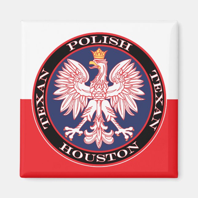 Houston Round Polish Texan Magnet (Vorne)