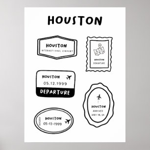 Houston - Sammlung von Briefmarke für Reisen Min Poster