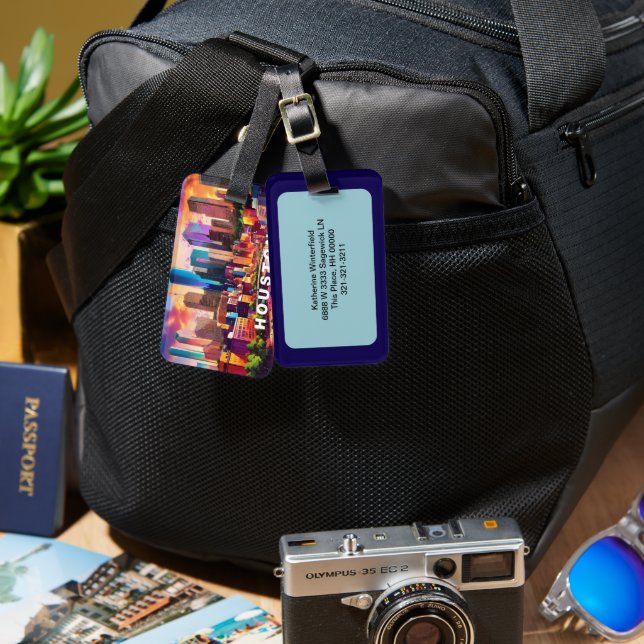 Houston Skyline Abstrakt Art Gepäckanhänger (Vorderseite & Rückseite)