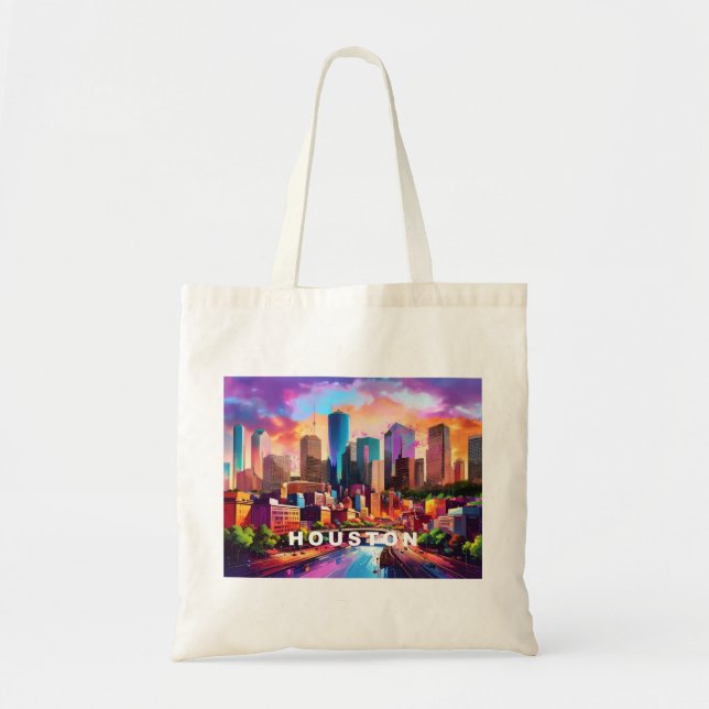 Houston Skyline Abstrakt Art Tragetasche (Vorne)