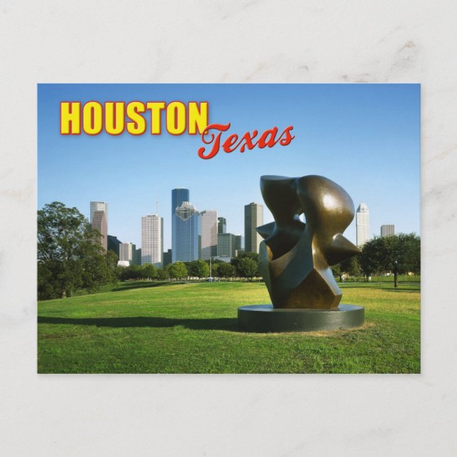 Houston Skyline aus Eleanor Tinsley Park, TX Postkarte (Vorderseite)