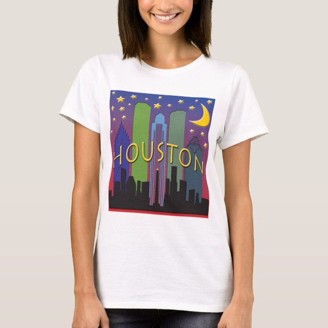 Houston-Skyline-Nachtleben T-Shirt (Vorderseite)