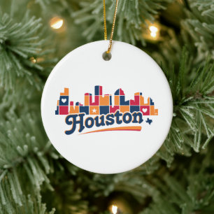 Houston Skyline Patchwork Keramik Ornament